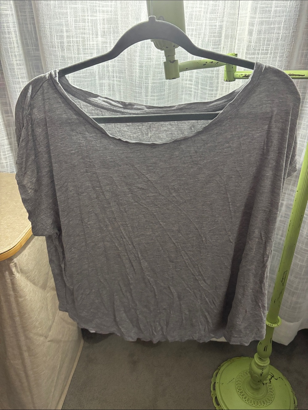 GAP Light Gray Scoop Neck Long Sleeve Top